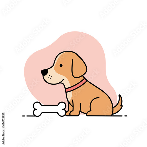 Dog with Bone for classic pet imagery, canine chewing satisfaction concept