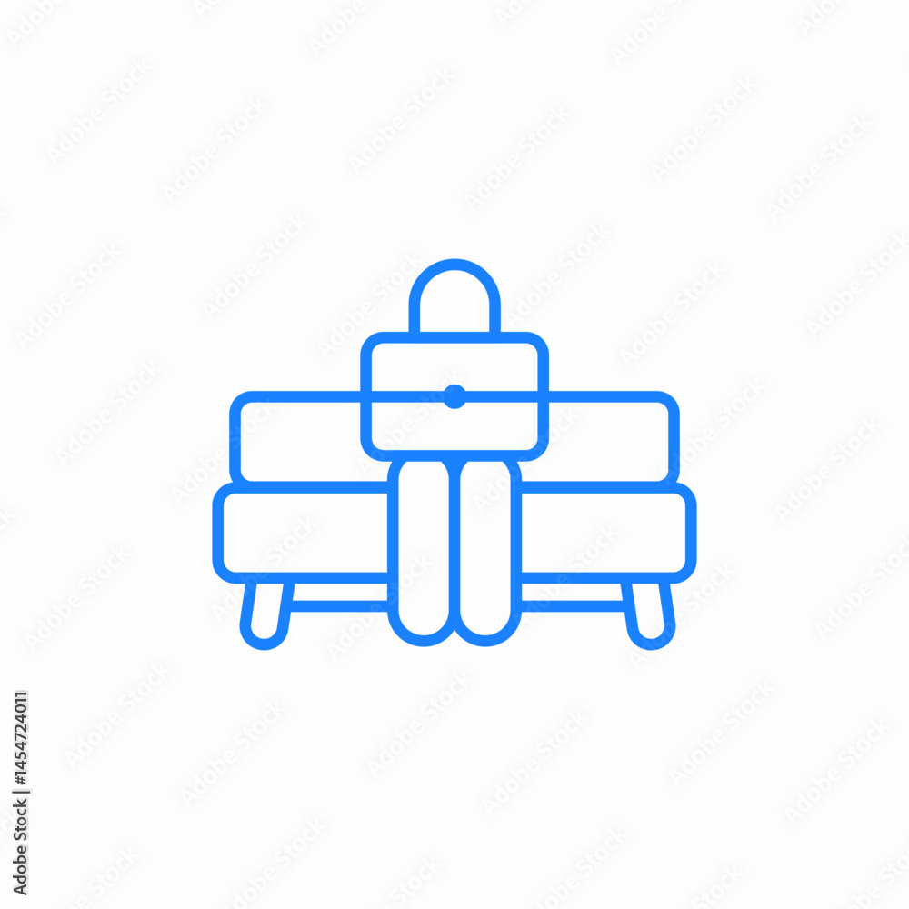 bench person sitting with suitcase icon sign vector bench person sitting with suitcase icon sign vector
