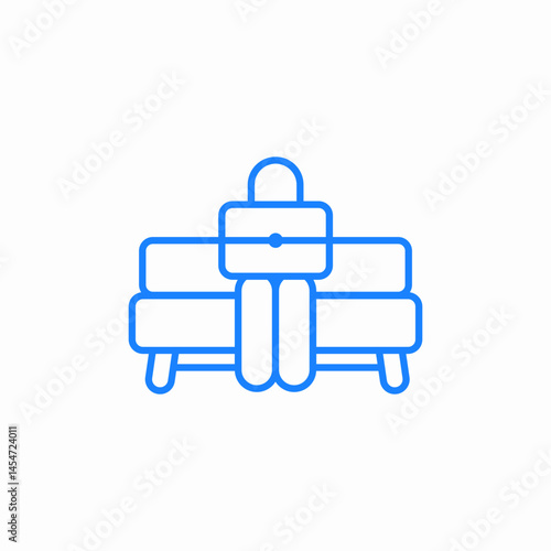 bench person sitting with suitcase icon sign vector