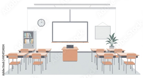 Simple and bright interior classroom scene