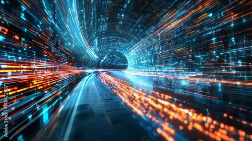 Abstract data tunnel high speed light streams technology network digital communication