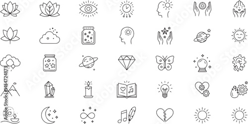 Collection of Simple Line Art Icon Designs and Symbols	