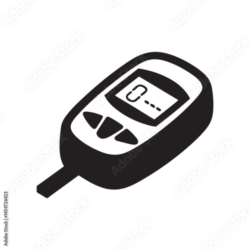 Glucose meter icon silhouette isolated on white background
