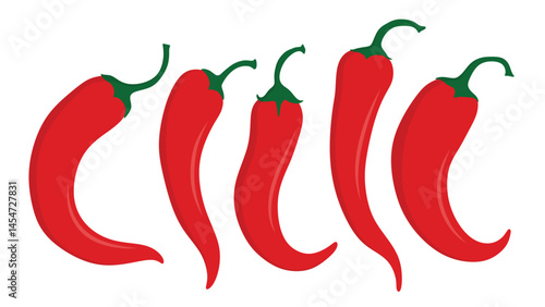 Chili hot pepper icon set in the flat style on white background.