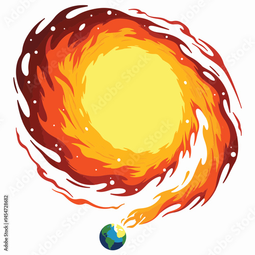 Dynamic solar eruption approaching Earth in vast space, cosmic energy