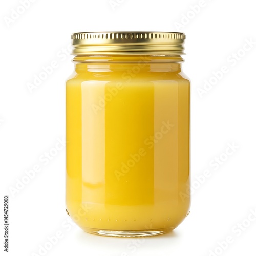 
ghee oil in glass jar isolated on white background