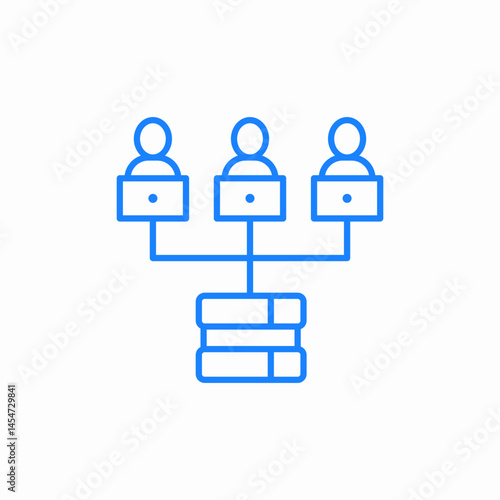 data collection from multiple sources people information transfer centralized processing storage icon sign vector