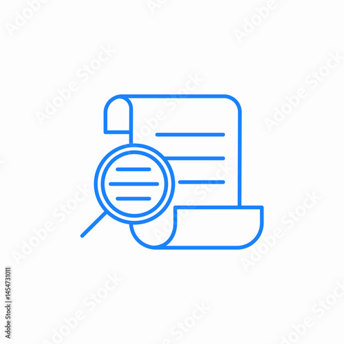 document research information search magnifying glass icon sign vector
