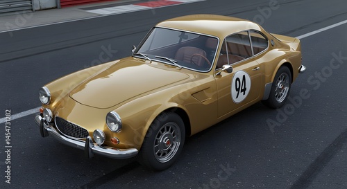 Gold Classic Car on Racetrack