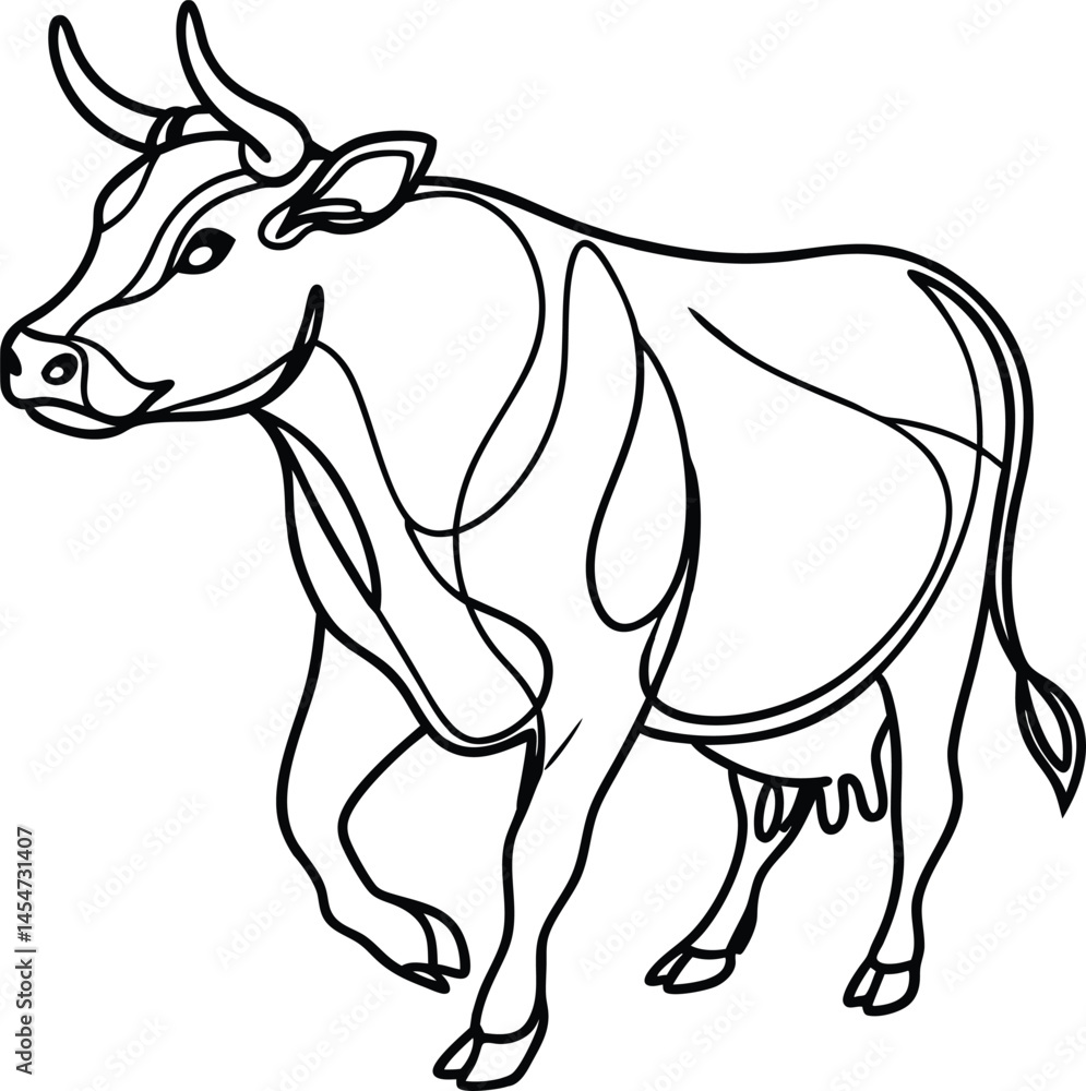 Minimalist Cow Outline Vector Artwork Simple Line Art Illustration Design Minimalist Cow Outline Vector Artwork Simple Line Art Illustration Design