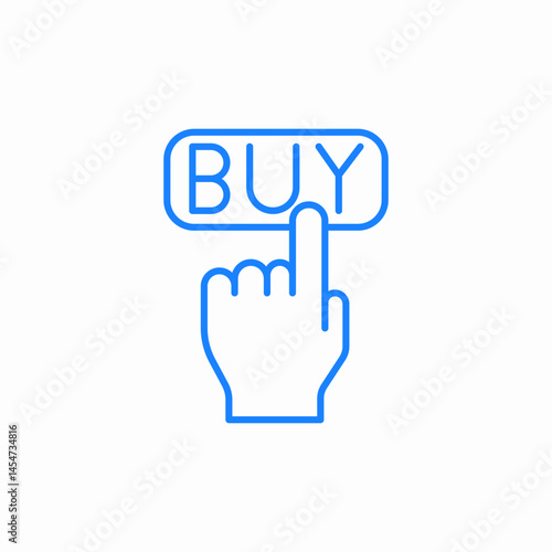 hand with index finger pressing button with text buy icon sign vector