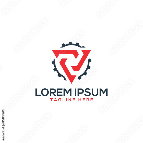 Abstract Triangle Cog gear industrial business logo design modern minimal concept 