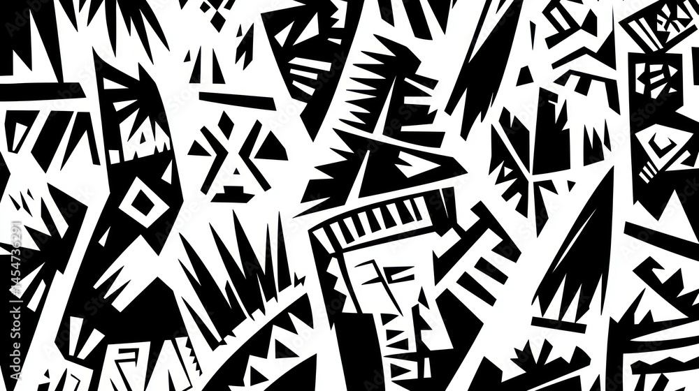 Naklejka premium Abstract, bold, tribal pattern design