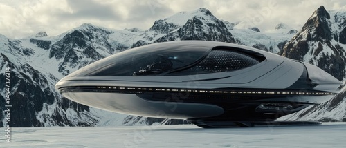 Wallpaper Mural Futuristic vehicle on snowy mountain backdrop. Torontodigital.ca