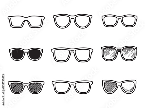 Luxury High-End Sunglasses Artistic Line Illustration Vector
