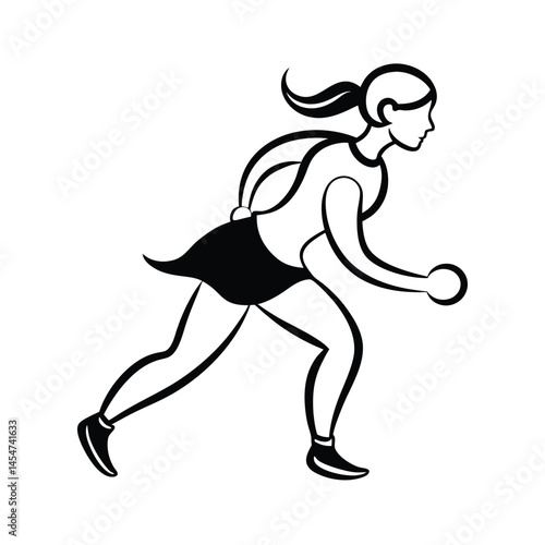 Wallpaper Mural Female Hockey Player Running with Stick Silhouette Vector Image on White Background Torontodigital.ca