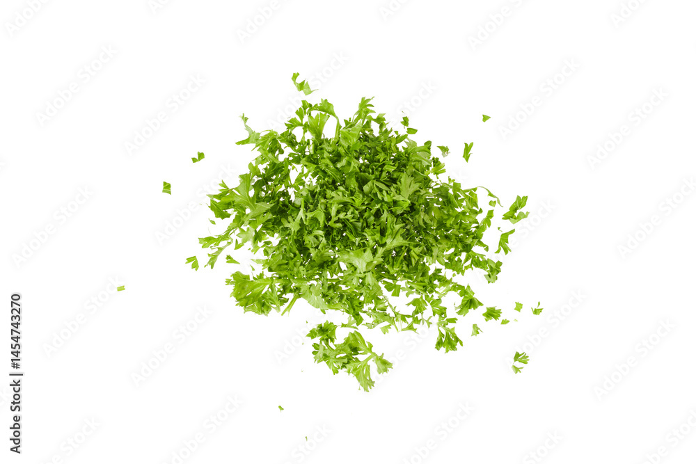 Obraz premium pile of fresh cut parsley isolated on white or transparent png