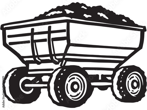 Manure Spreader line art icon agricultural equipment illustration concept