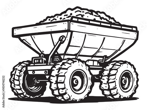 Manure Spreader line art icon simple farm machinery design