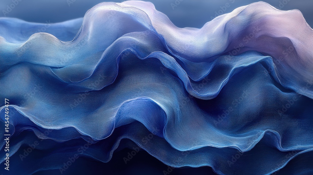 Obraz premium Silk Wave Forms in Elegant Abstract Blue Art