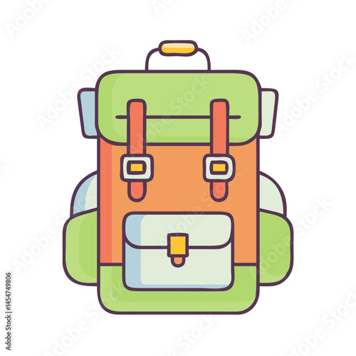 Illustration of backpack rucksack travel bag hiking equipment camping gear adventure bagpack tourist bag