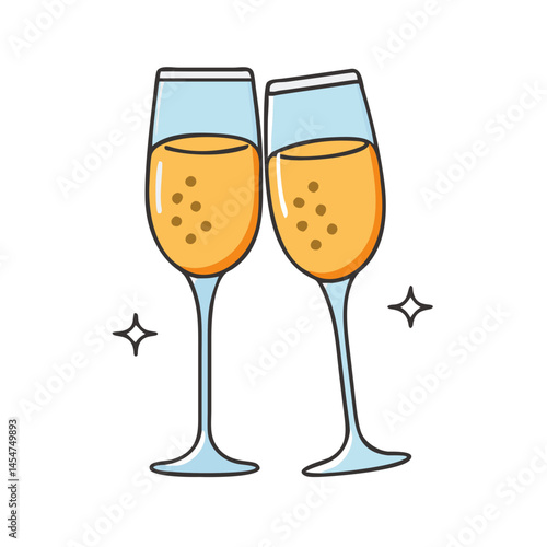 Celebrate with champagne glasses cheers sparkling wine toast for new year's eve party vector art