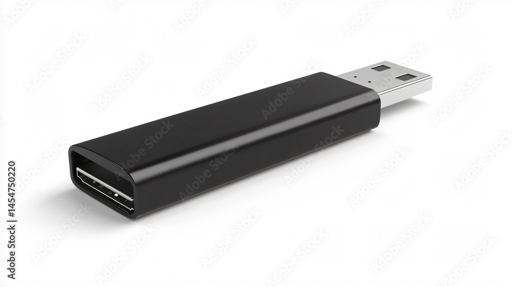 Professional Realistic Black USB Flash Drive Isolated on White Background Professional Realistic Black USB Flash Drive Isolated on White Background