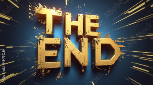 Obraz na płótnie The end text concept with cinematic style typography representing final scene closure in films, videos, or dramatic storytelling visuals.
w salonie