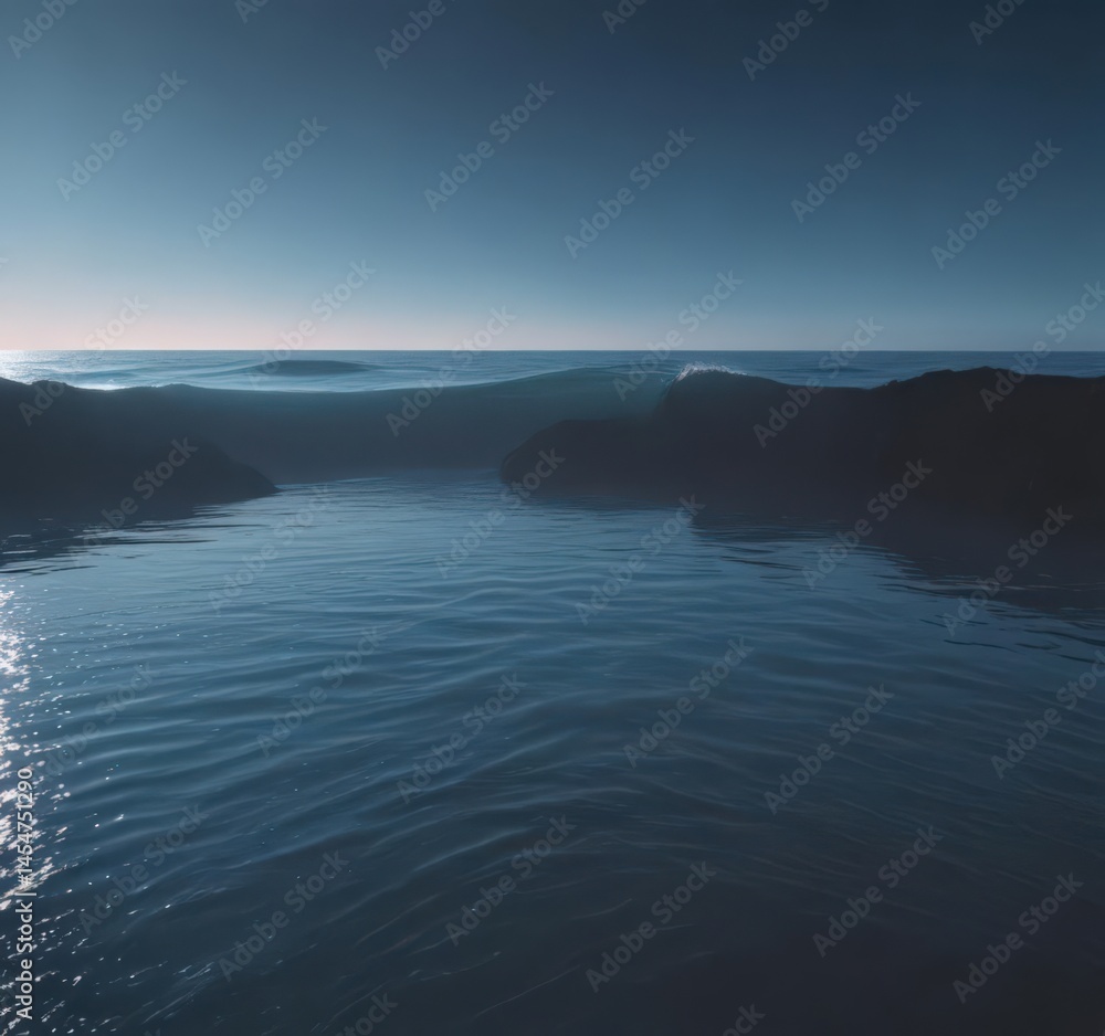 Fototapeta premium Fluid light blue gradient, fading from dark to light, tranquil ocean feel , calm, mood, soft