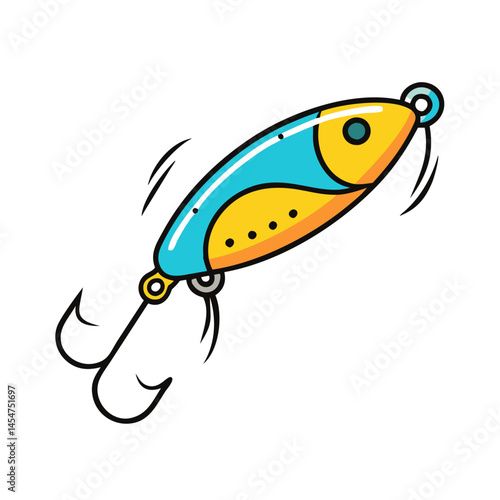 Illustration of fishing lure bait tackle for catching fish sport fishing equipment and recreation