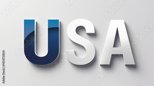 Obraz na płótnie USA text design concept with creative typography showcasing national pride using red white and blue colors in a bold graphic layout.
w salonie