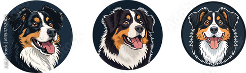 A stylized illustration of a cheerful dog’s head
