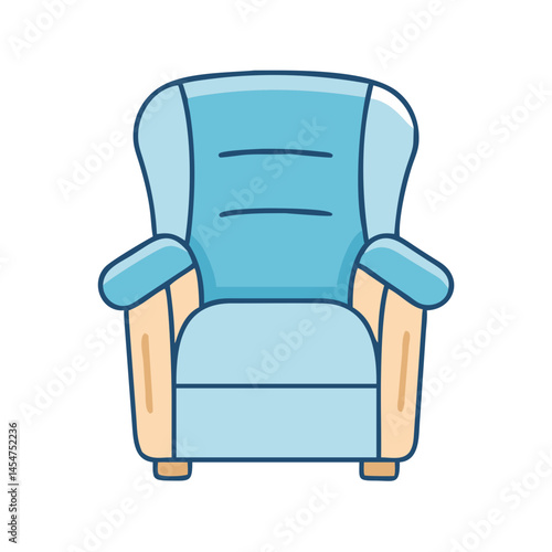 Illustration of a blue armchair furniture interior design seat comfort home decor relaxation style