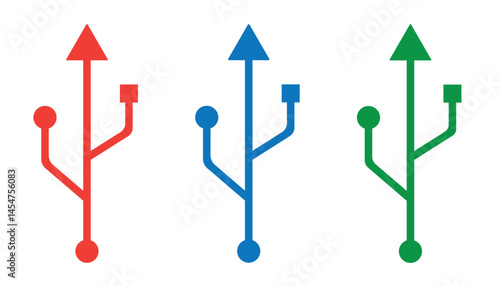 colorful usb icon set vector. flash disk sign icon