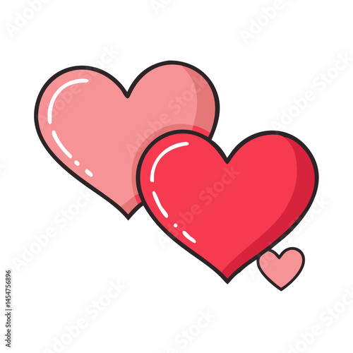 Illustration of pink and red hearts for valentine's day love and romance concept design