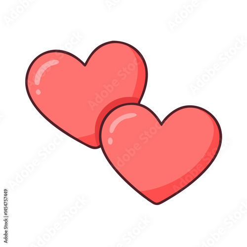 Two pink hearts illustration for valentine's day love and romance design elements and graphics vector
