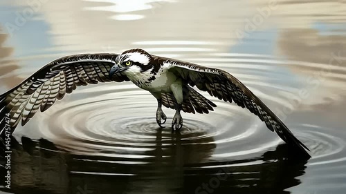 Osprey in flight over water