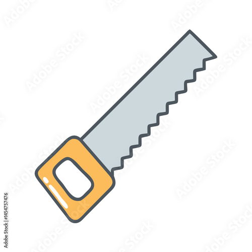 Illustration of a hand saw carpentry tool for woodworking sawing and construction projects and diy tasks