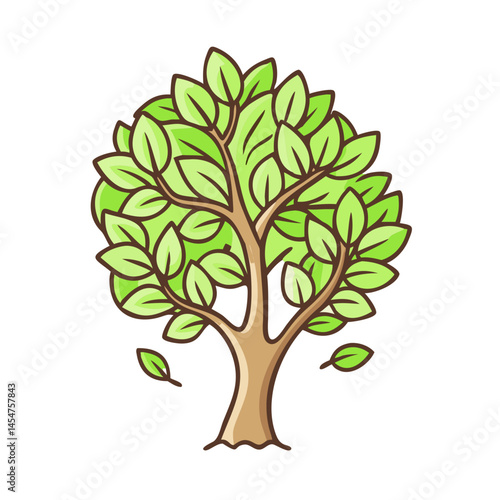Illustration of a leafy green tree for nature conservation and environmental awareness projects