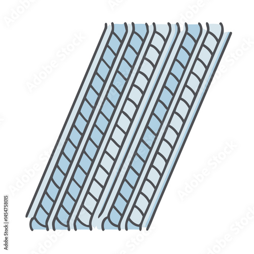 Illustration of blue and white rebar steel reinforcement bars for concrete construction projects