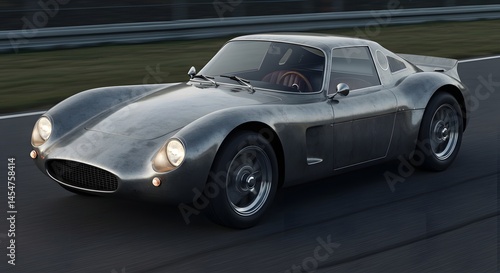 Silver Classic Car on Racetrack