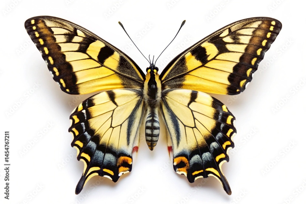 Obraz premium western tiger swallowtail butterfly isolated on white background