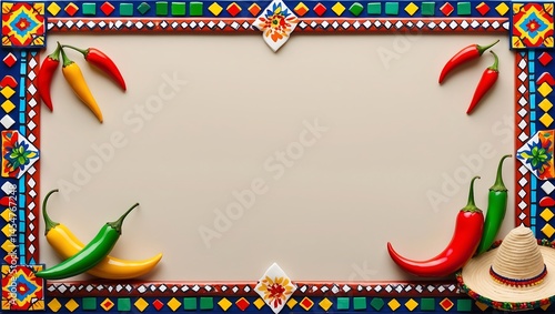 Vibrant Chili Pepper Frame Mexican Fiesta Design