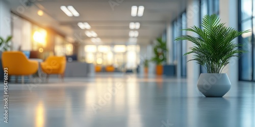 Wallpaper Mural Bright office lobby during daytime featuring potted plants and orange accent chairs Torontodigital.ca
