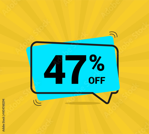 47% OFF sale, forty seven percent. Coupon of Discount Price. Discount promotion. Banner for One percent off offers. Yellow and blue Design. Vector illustration.