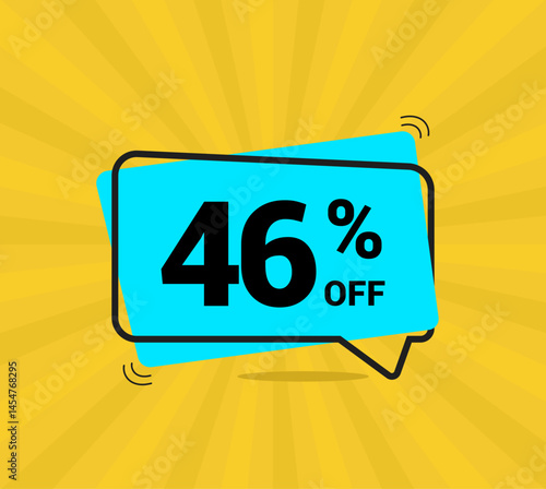 46% OFF sale, forty six percent. Coupon of Discount Price. Discount promotion. Banner for One percent off offers. Yellow and blue Design. Vector illustration.