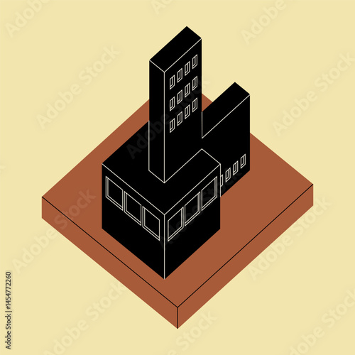 Vector illustration of an architectural scale model of a modern house. Perfect for real estate marketing materials, architecture firm portfolios, or construction company branding.