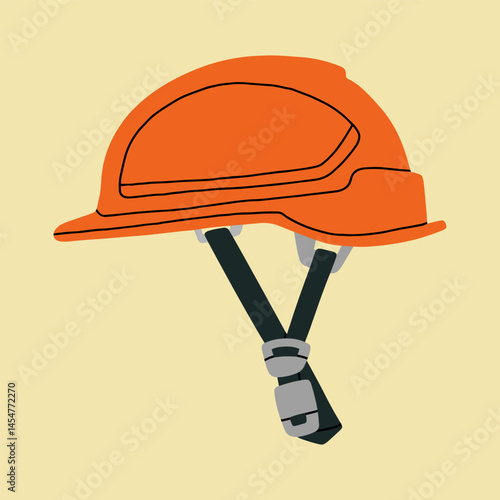 Vector illustration of a standard orange construction hard hat, perfect for designs emphasizing workplace safety, building sites, engineering projects, or industrial labor concepts.