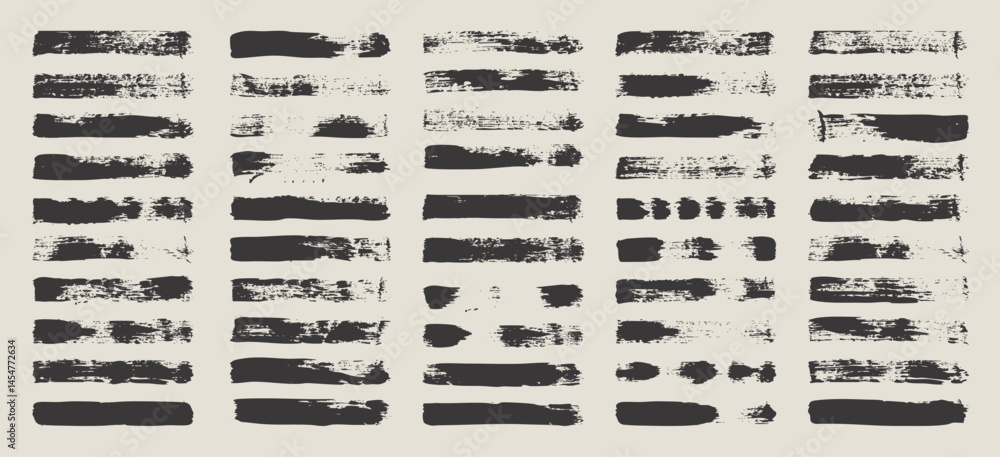 Grunge brush strokes, lines, ink smudges, hand-drawn scribble shapes. Handmade sketchy marks, acrylic stains, charcoal streaks. Paint textures, dry brush effect. Marker underline. Vector illustration