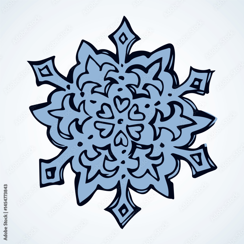 Cute snowflake. Vector freehand drawing Cute snowflake. Vector freehand drawing